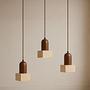 Suala Pendant Light Walnut Wood Travertine Brown 2