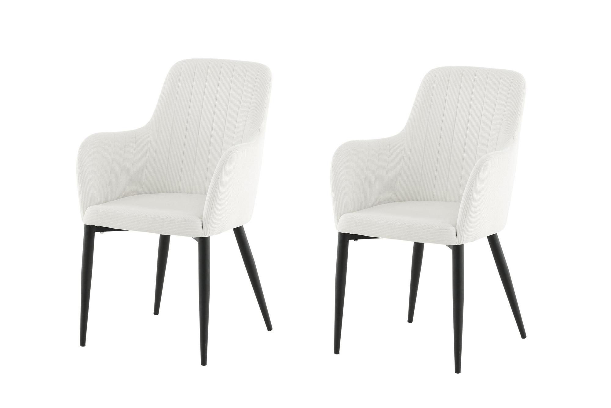 2x Comfort Esszimmerstuhl-Set Samt Schwarz Weiß 0