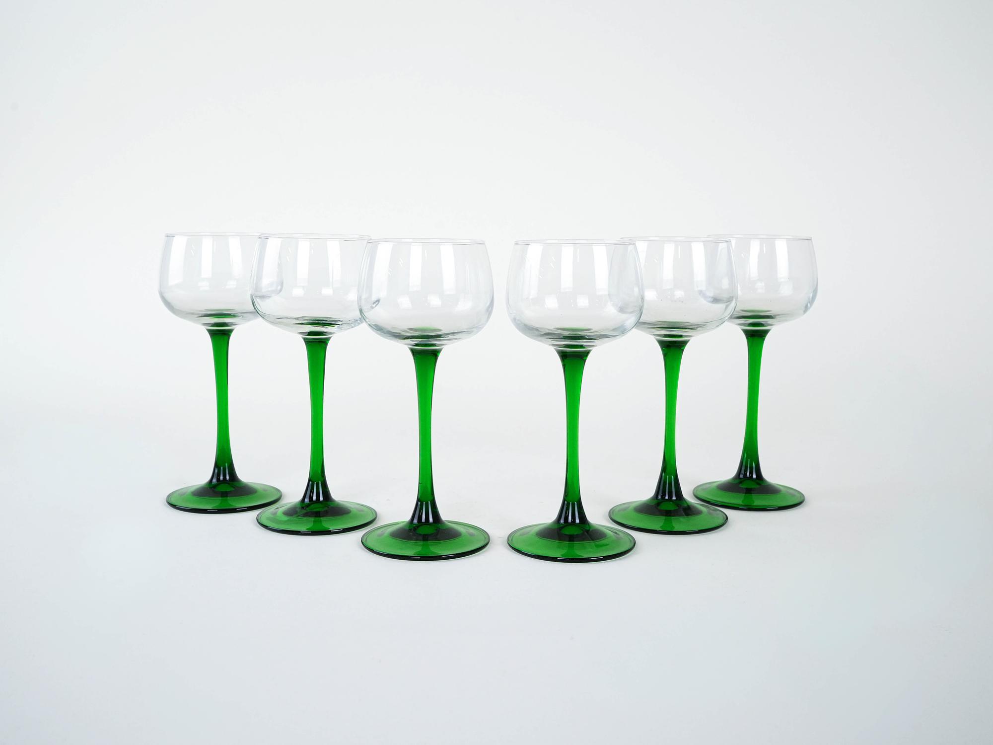 Wine glasses set Green 1970s 2