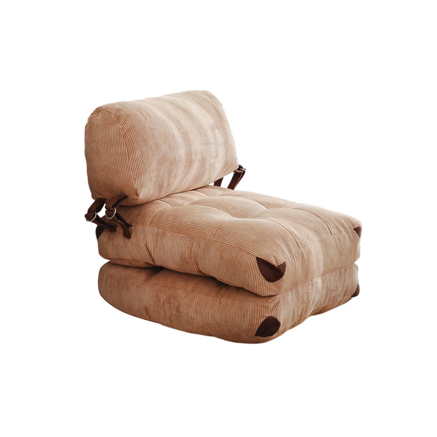 Fold Kadife Schlafsofa 1-Sitzer Camel 6