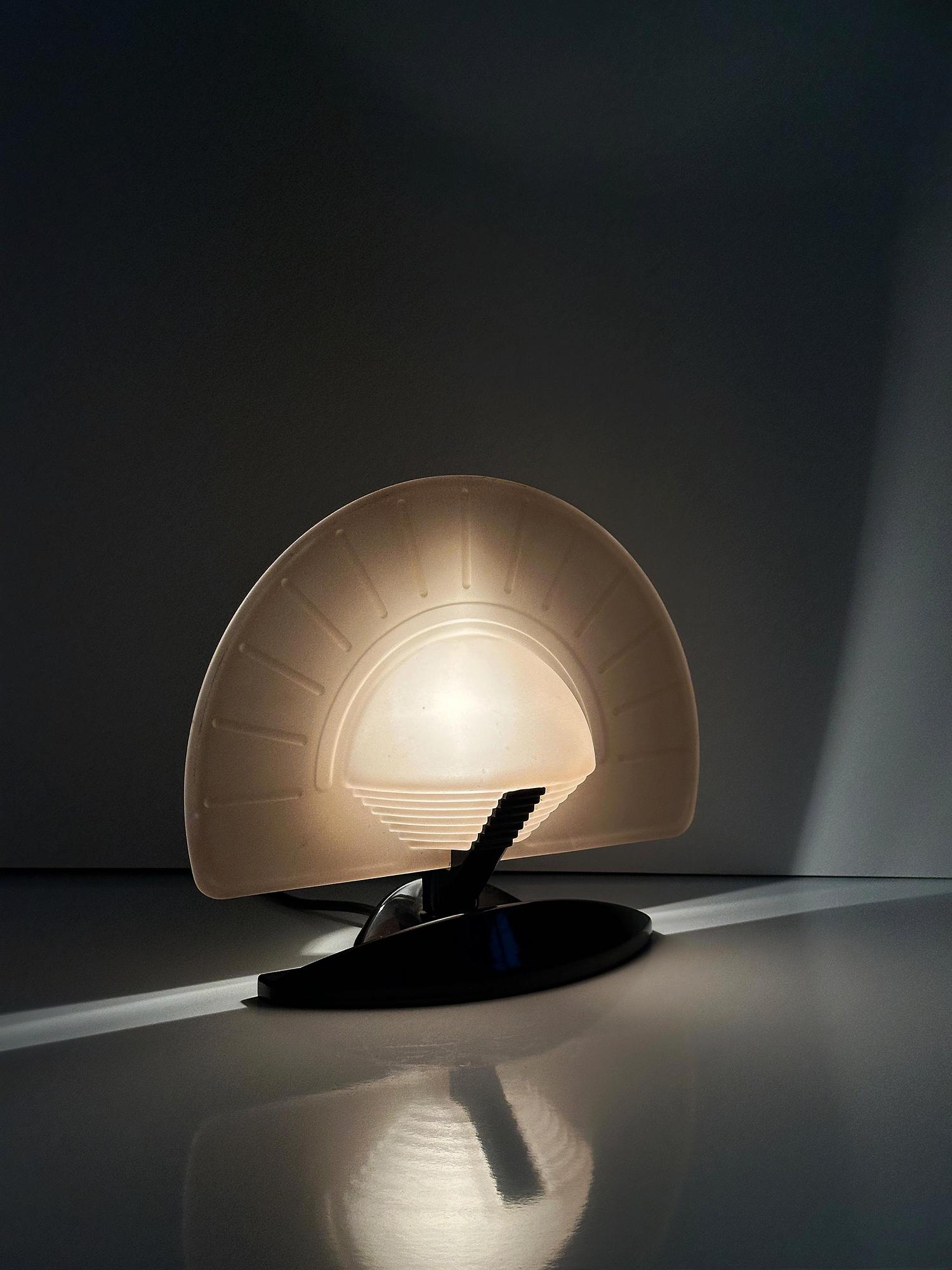 Vintage Art Deco Table Lamp Glass 1980s 3