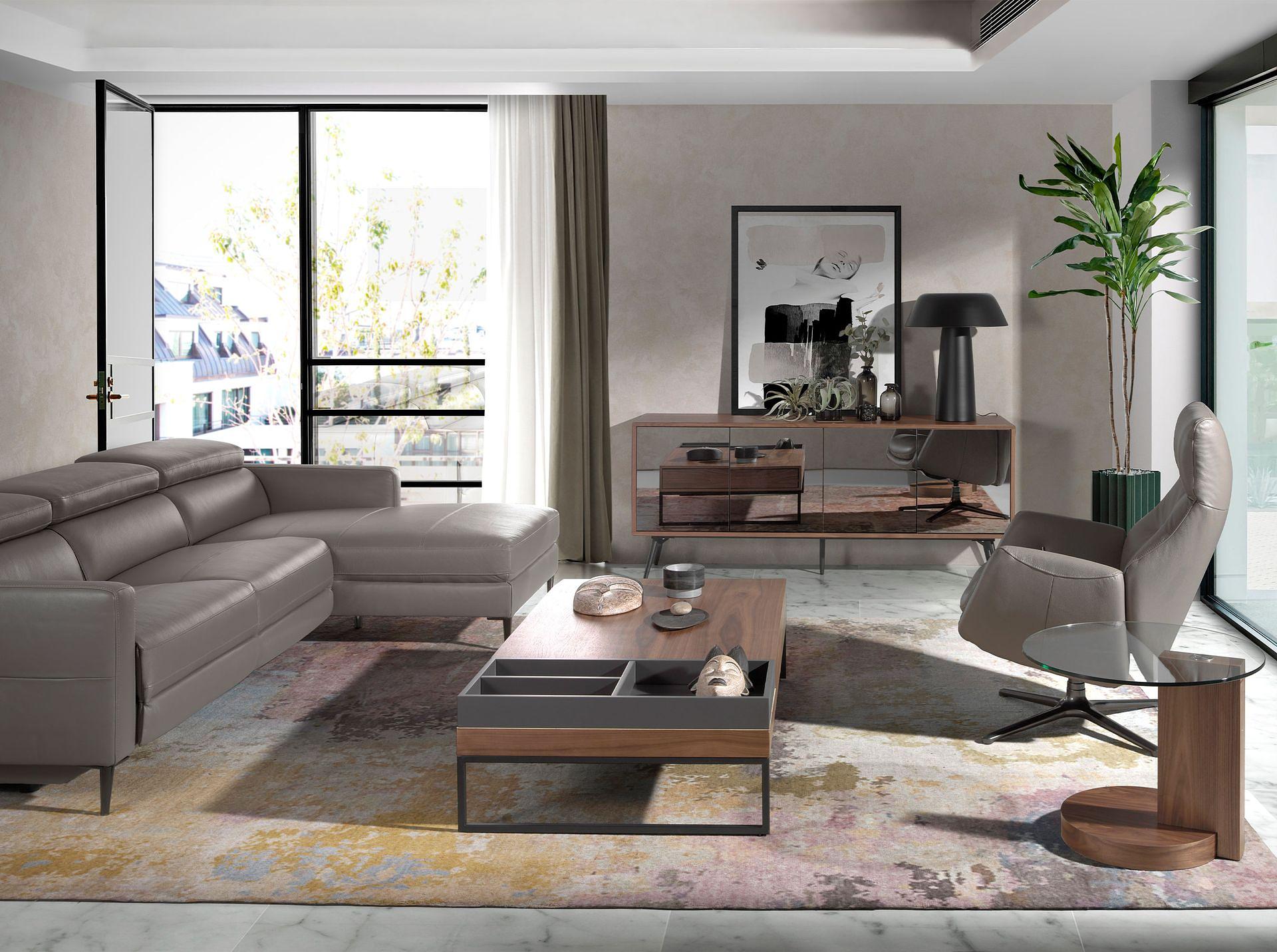 Beistelltisch Nussbaum Glas 3