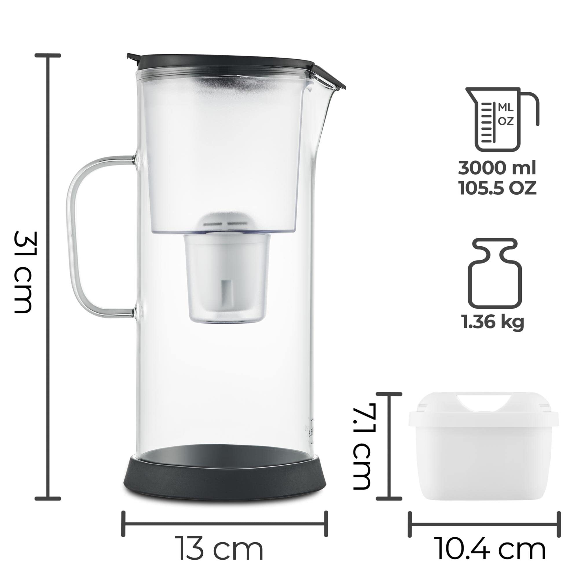 Wasserfilter Glas Kunststoff Transparent 2,7 Liter 5