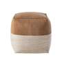 Pouf Echtleder Webstoff Braun Beige 1
