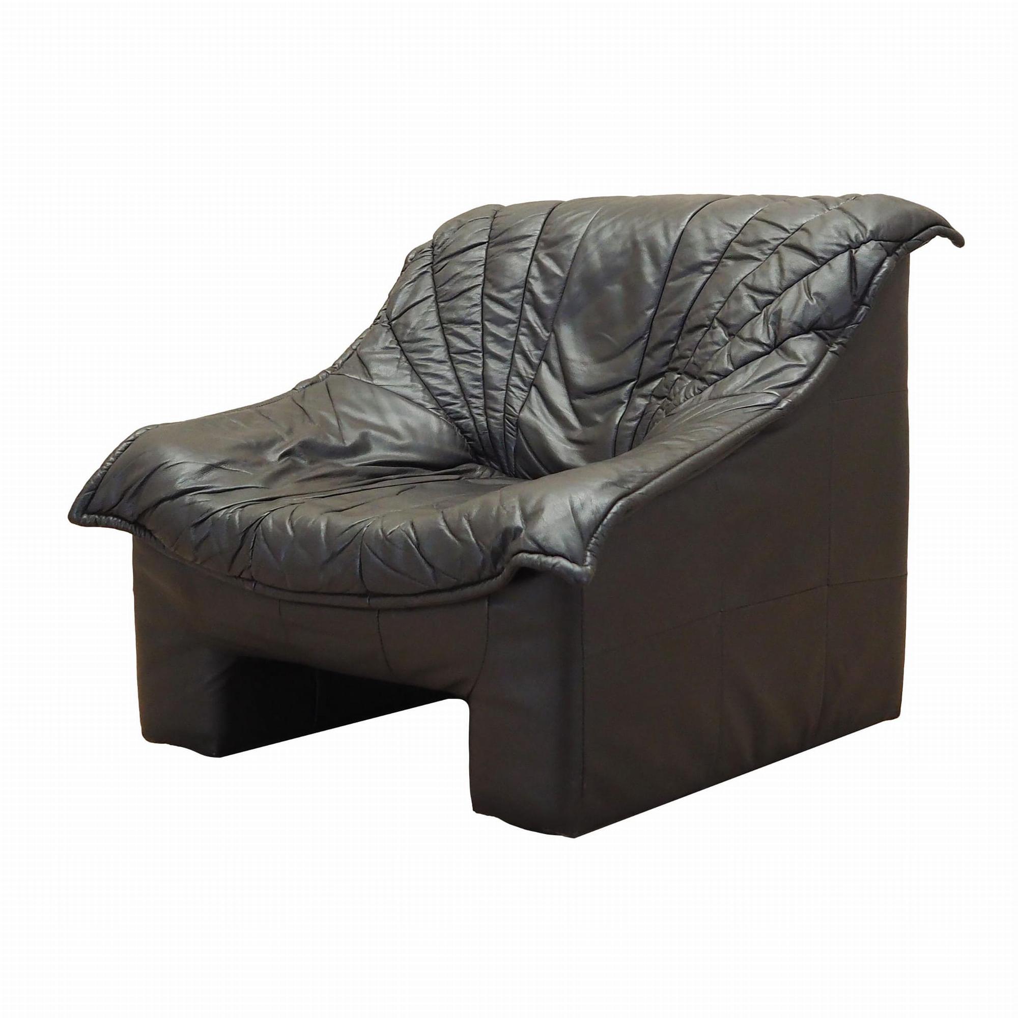 Armchair Leather Black 1960s 0