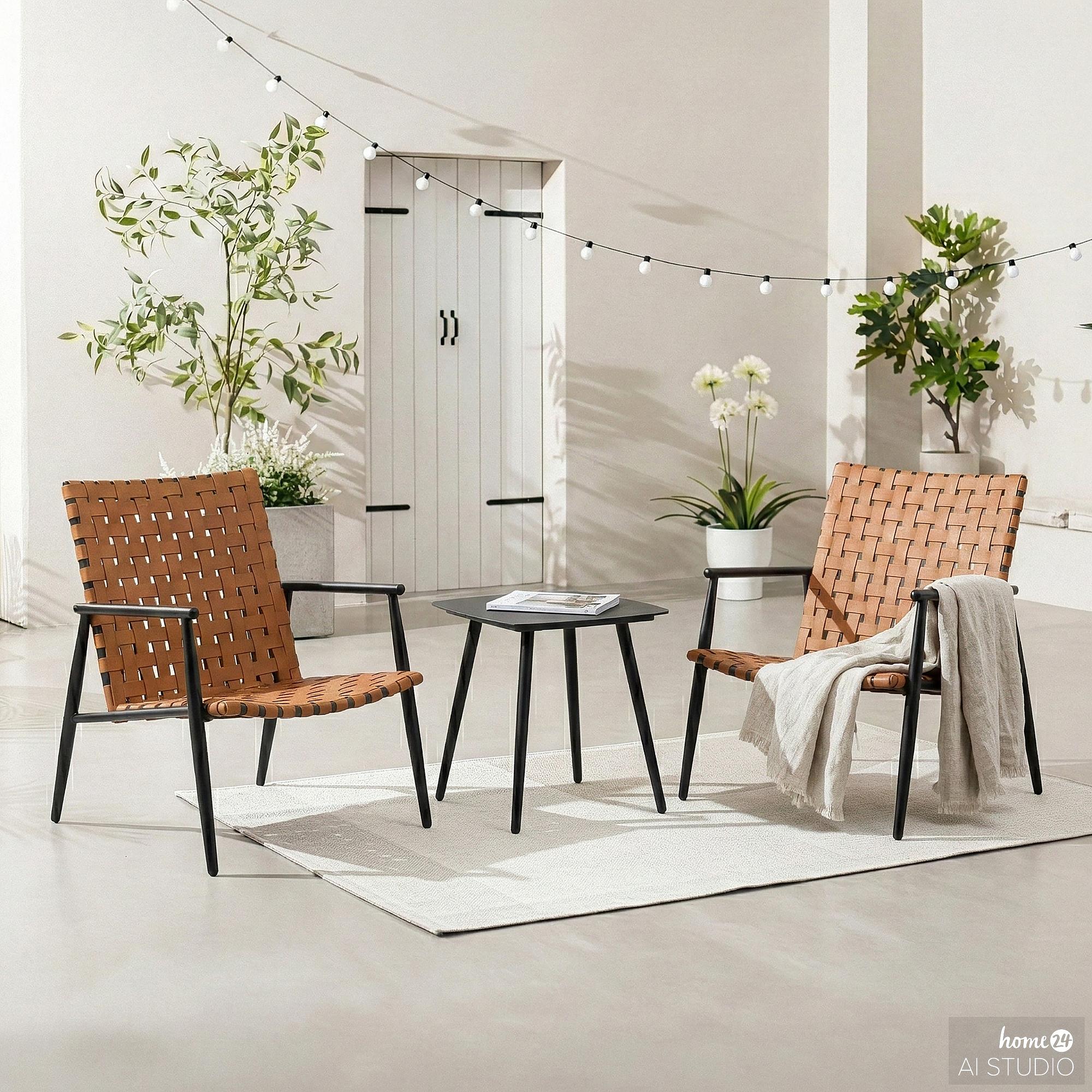 Jarda Balcony Set 3-piece Set Steel Polyrattan Black Brown 0