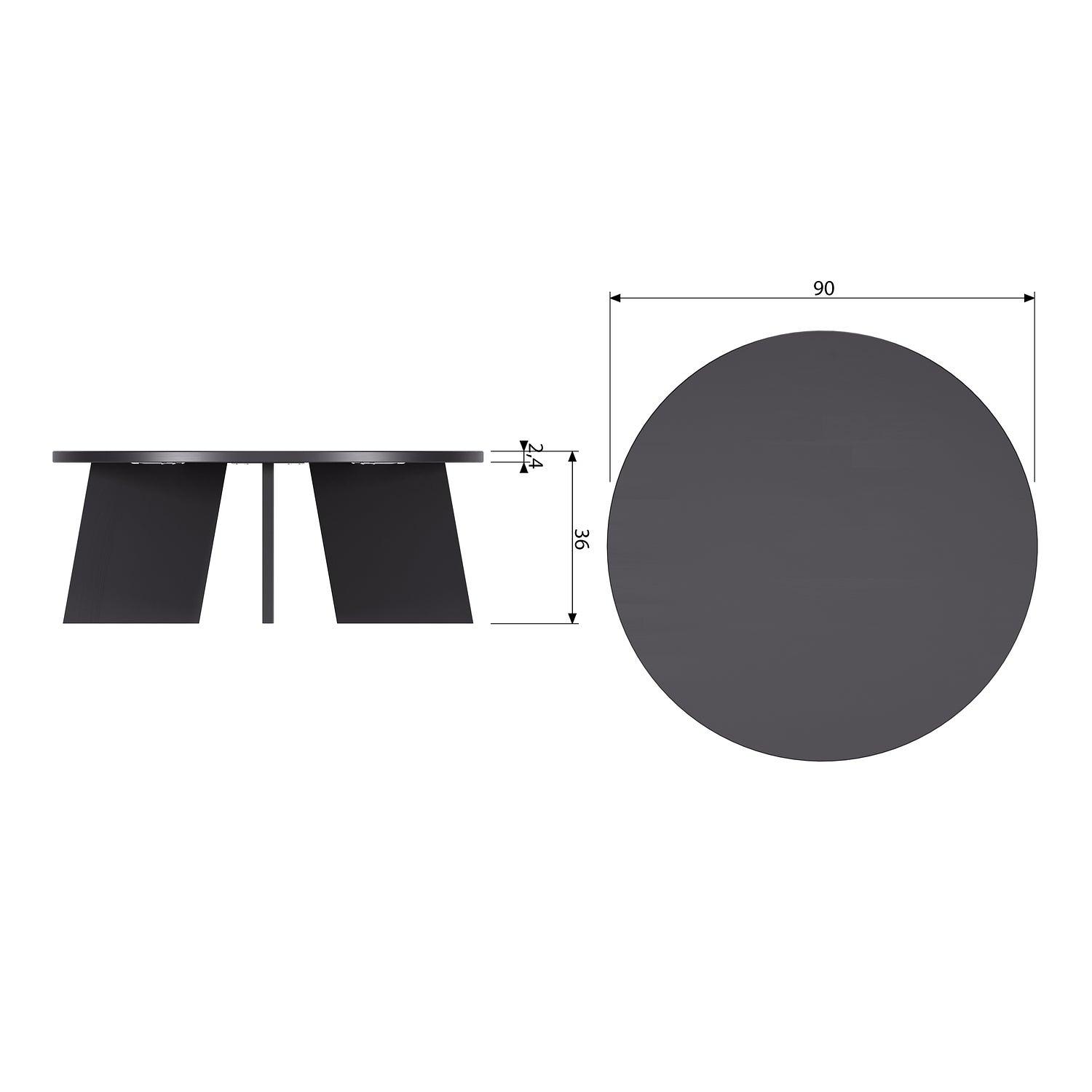 Fries Couchtisch Eichenholz Schwarz Ø 90cm 5