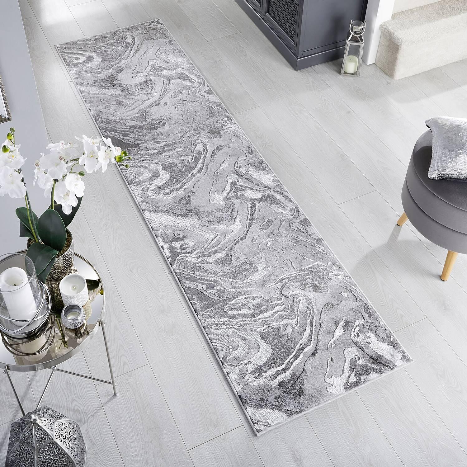 Marbled Läufer Silber 60 x 230 cm 0