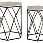 2x Arcana Sechseckigen Beistelltisch Marmor Metall 1