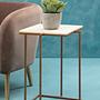 Shalimar Side Table Metal Stone Gold White 3