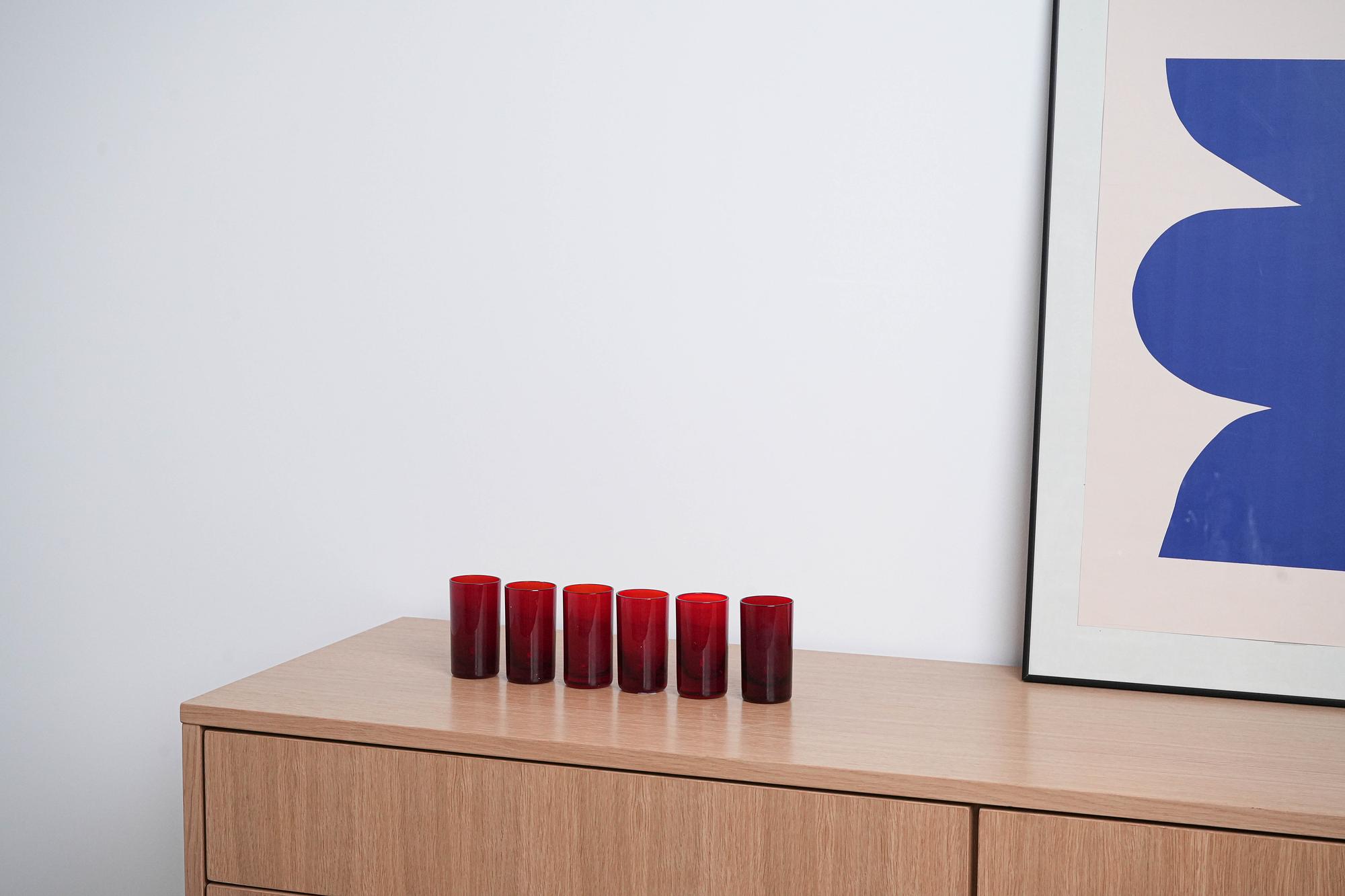 Gläser 6er Set Rubyfarbe 5