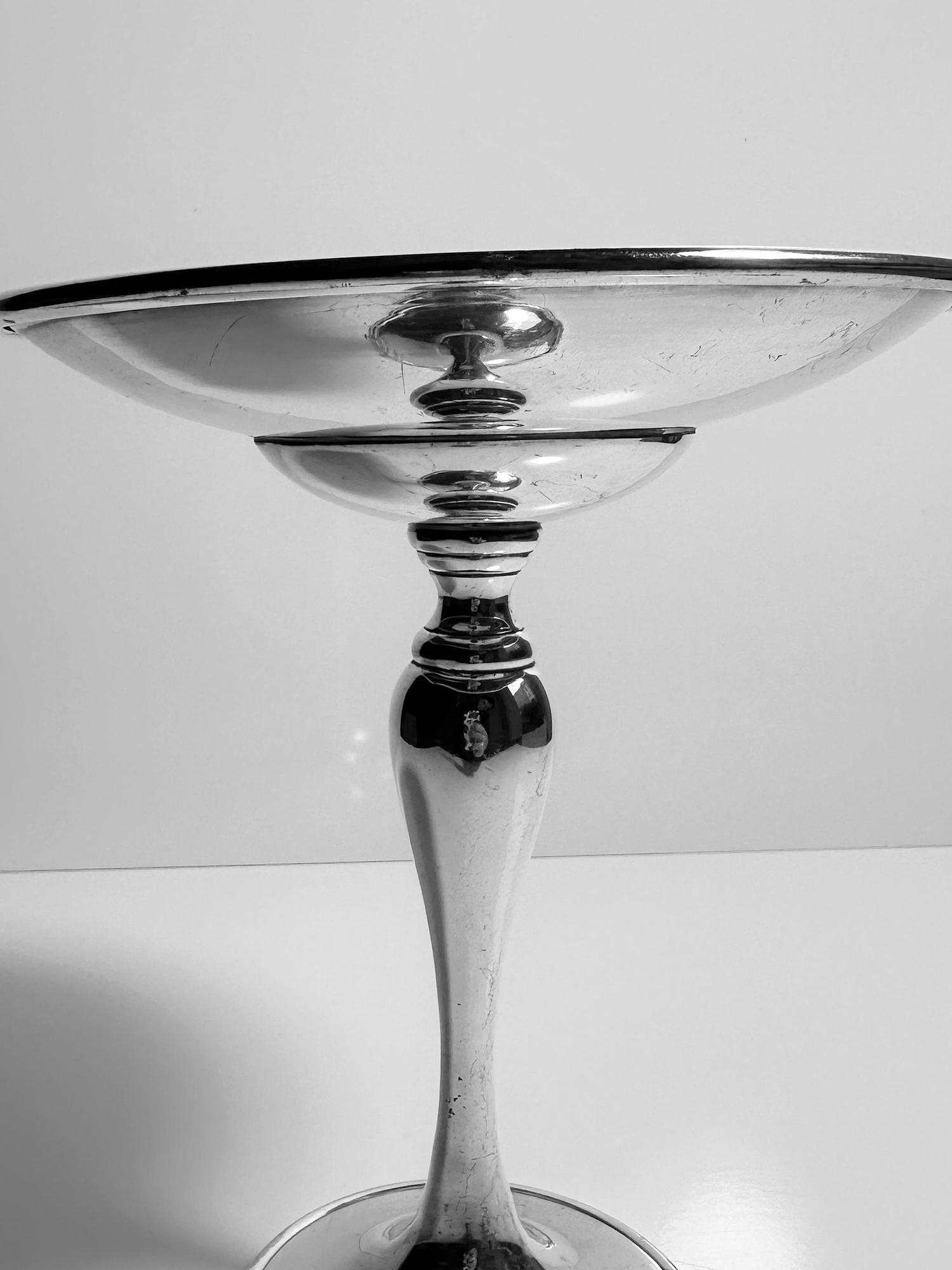 Fußschale Metal Silber 1980er Jahre 2