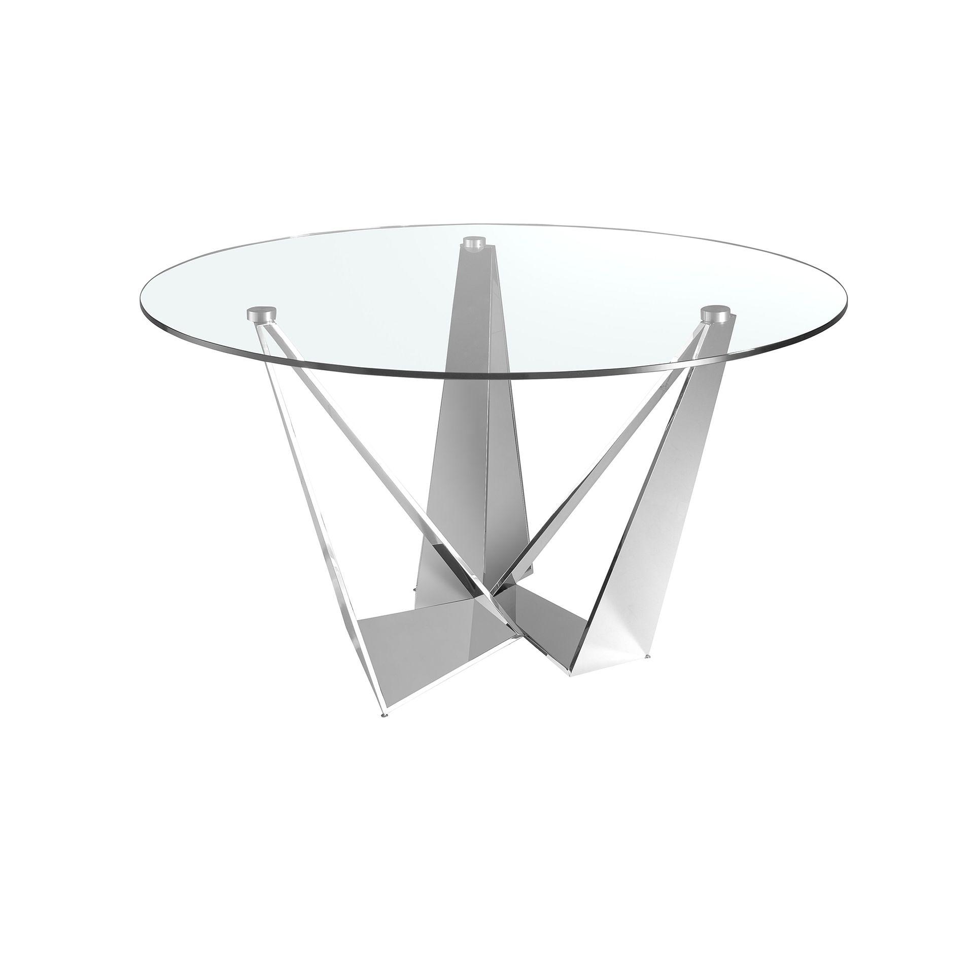 Round dining table Glass Chrome Silver Ø 150cm 0