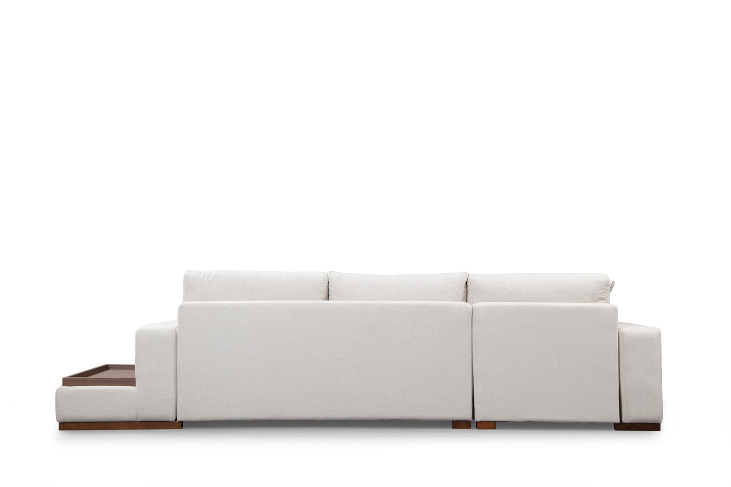 Modernes Sofa Récamiere Links Creme mit Tisch 6