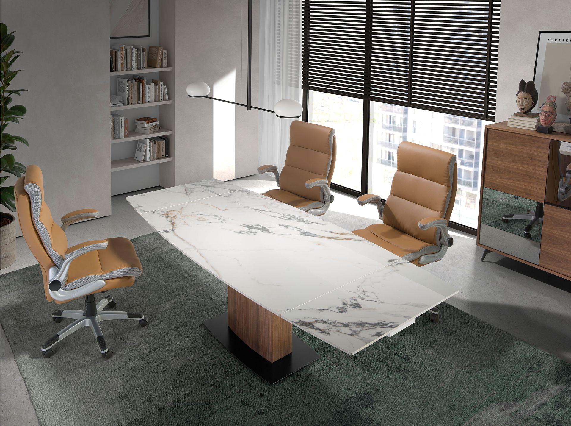 4141 Office Chair Swivel Faux Leather Brown 3