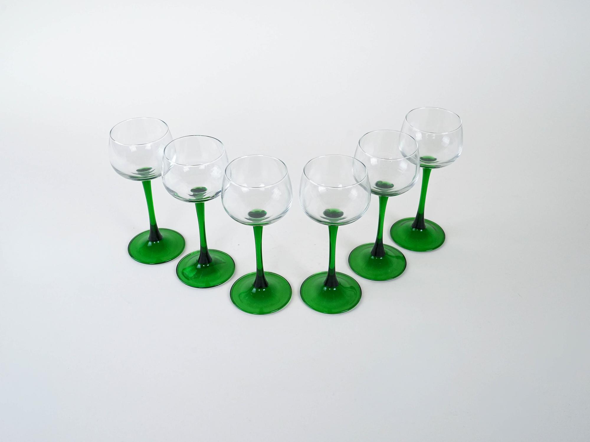 Wine glasses set Green 1970s 3