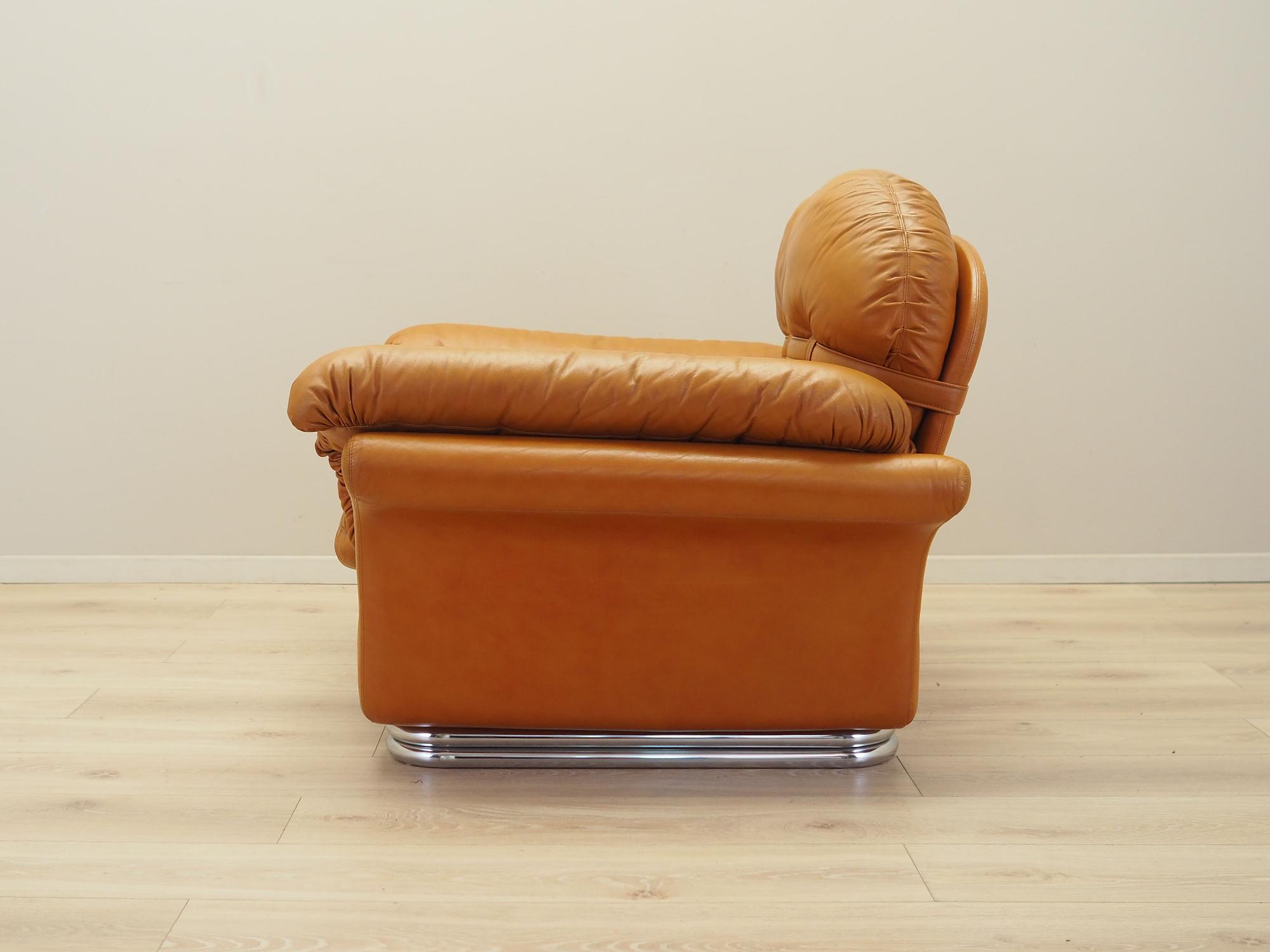 Sessel Leder Braun 1960er Jahre 3