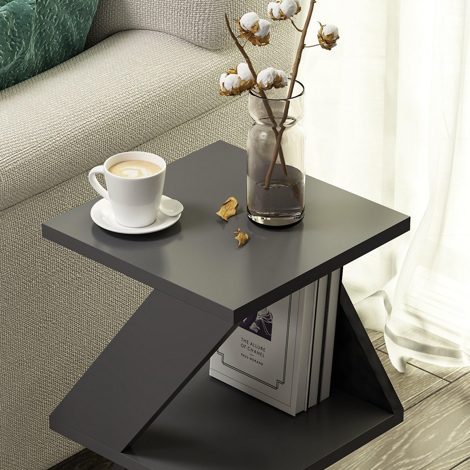 Albeni Side Table Wood Veneer Anthracite 5