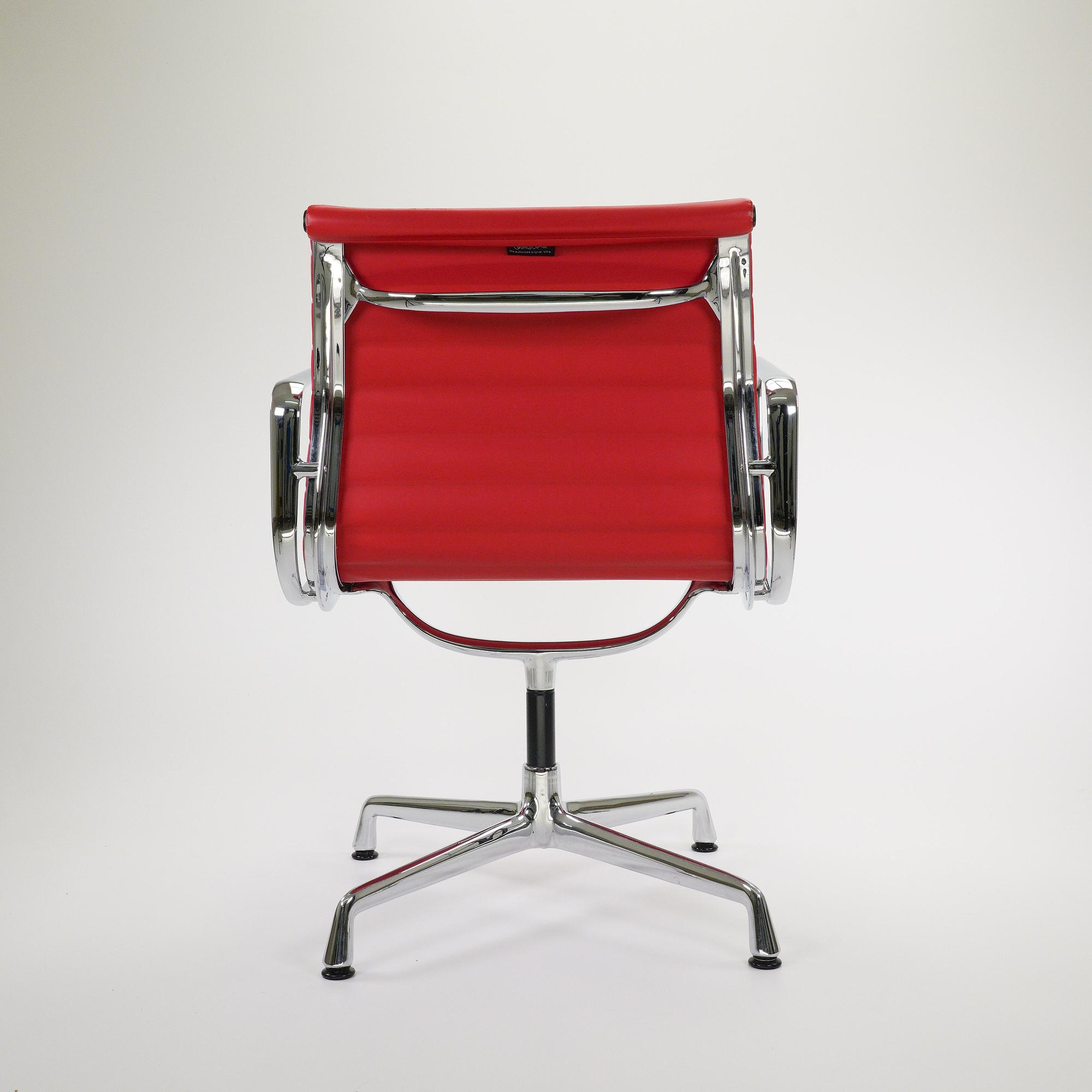 Eames EA 108 Stuhl Chrom Leder Rot 6