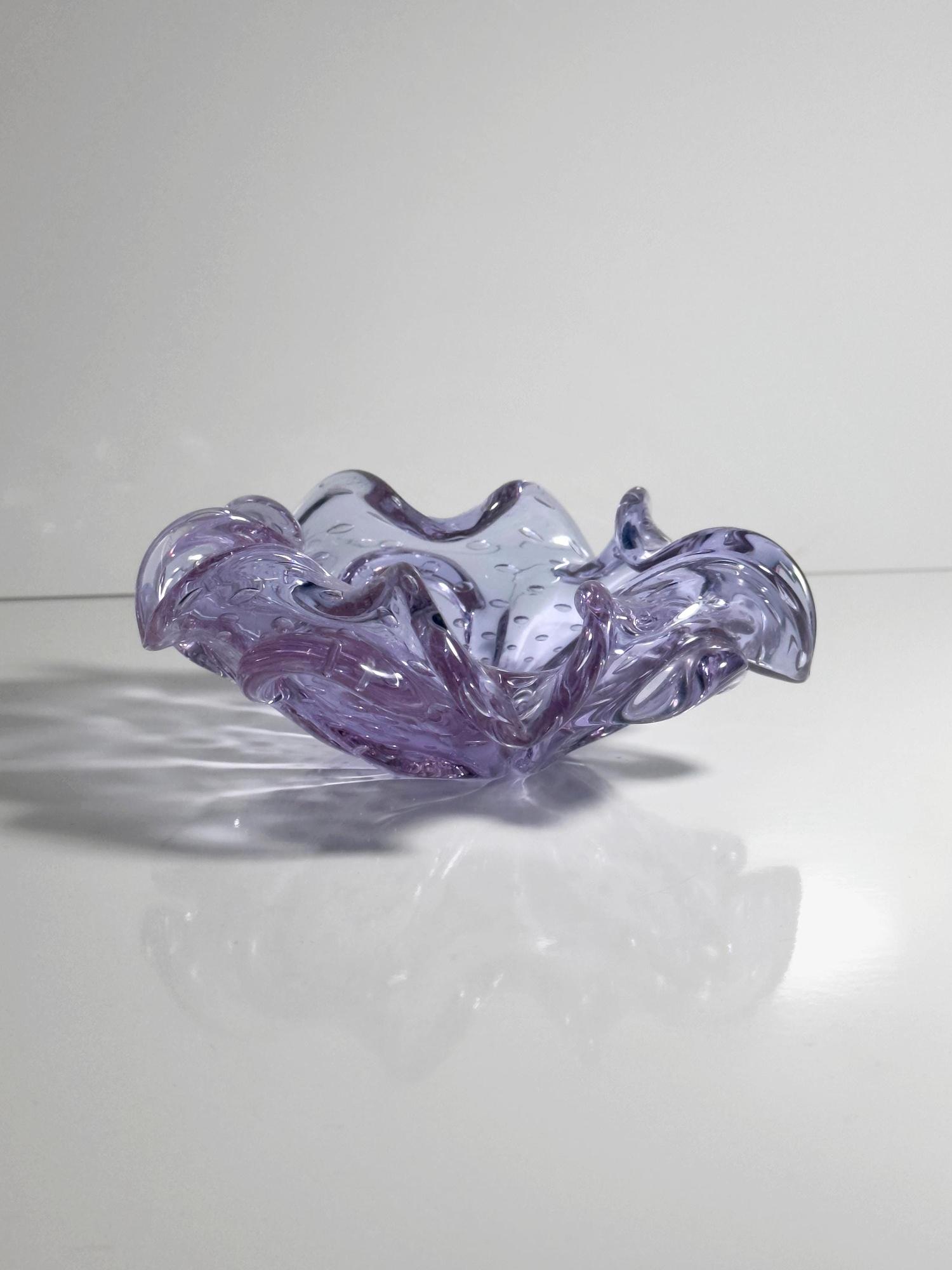 Vintage Ashtray Alexandrite Glass Lilac 50s 0