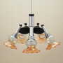 Vintage chandelier glass wood orange 1970s 1