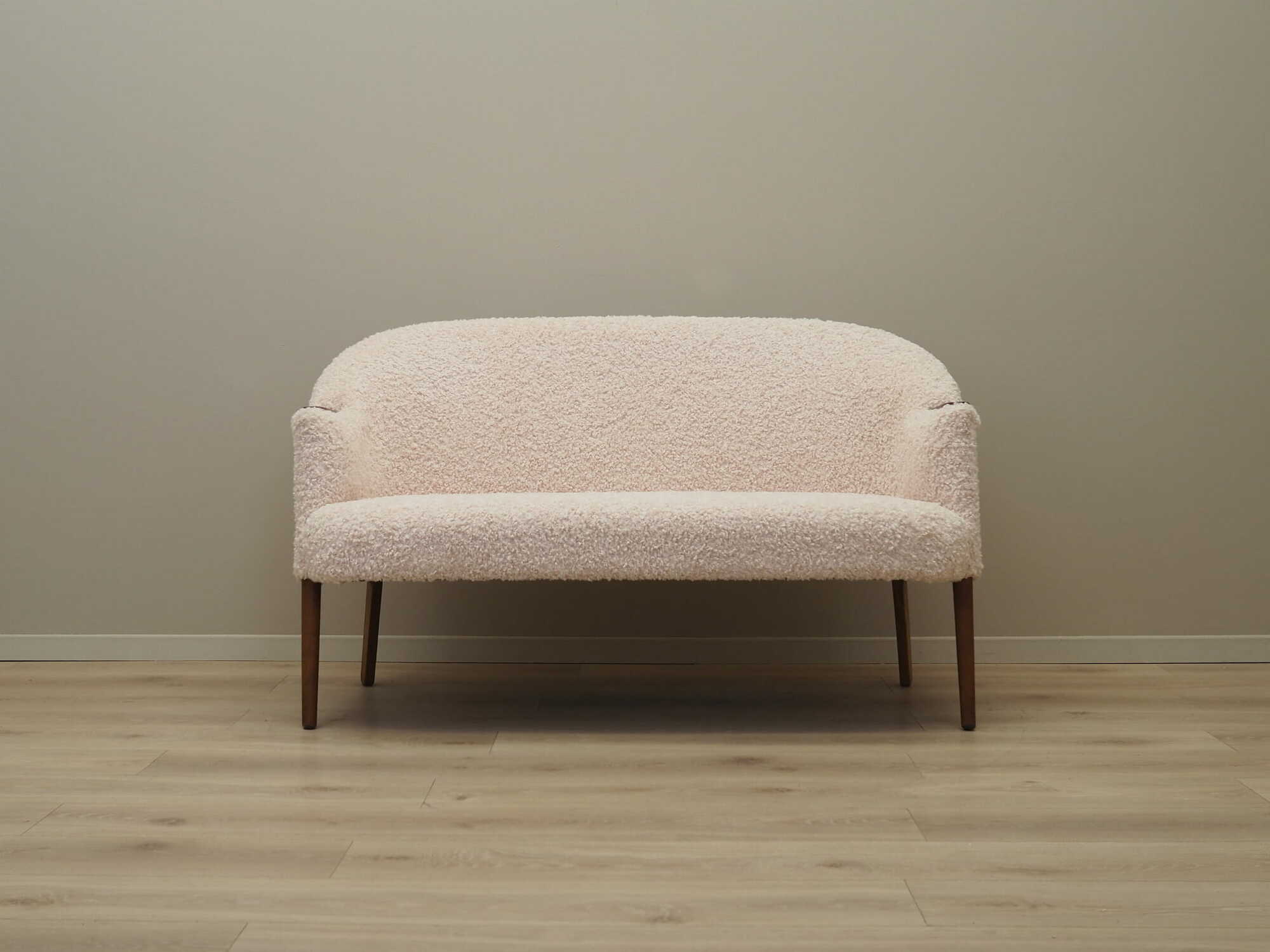 Vintage Sofa Fabric Wood Cream 1970s 2
