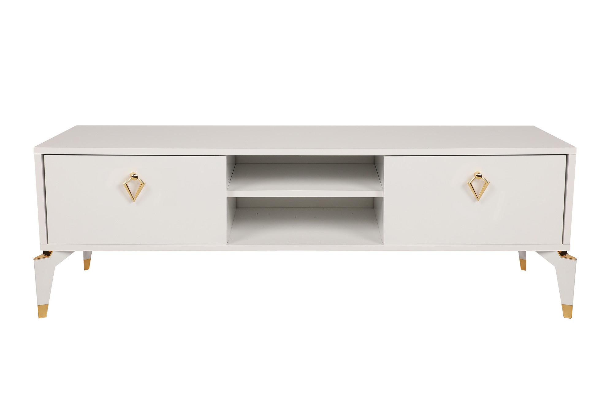 Posh Lowboard Holzfurnier Weiß 0