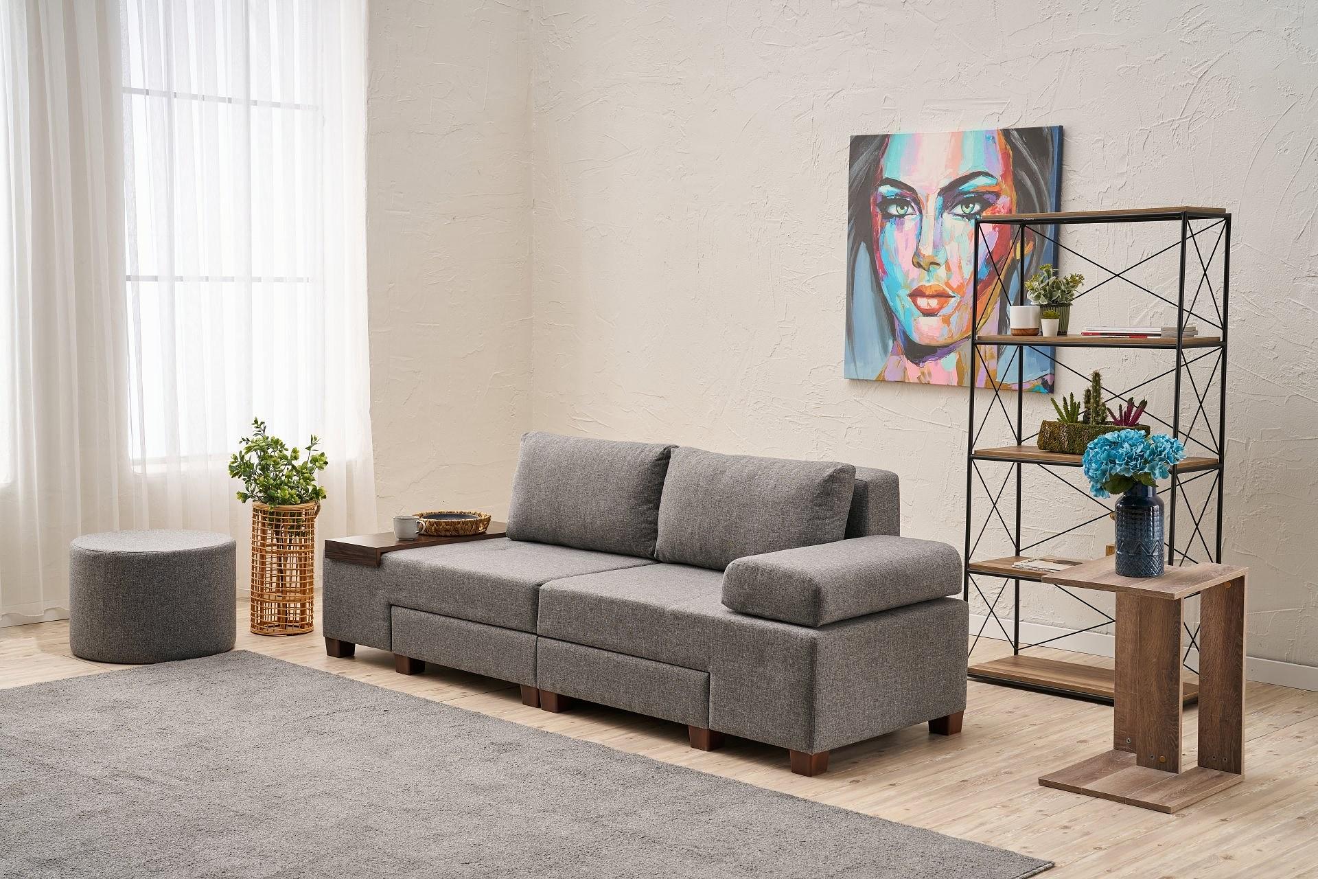 Perenna Sofa 3-Sitzer Leinen Grau 1