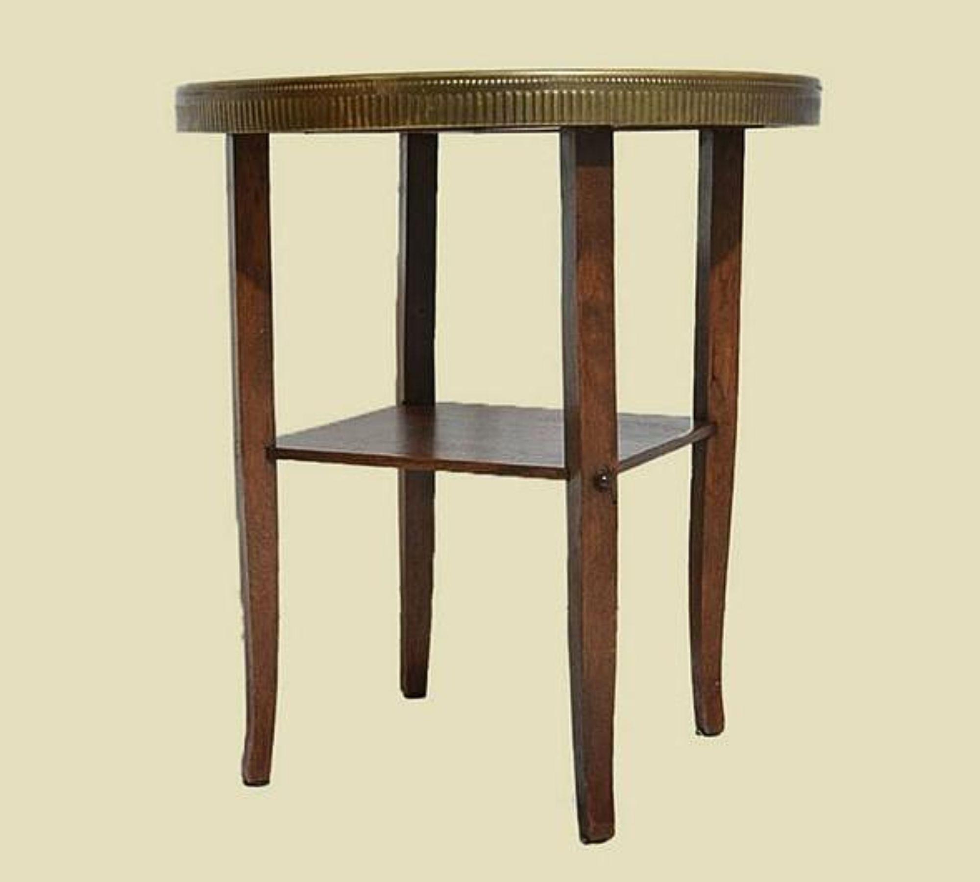 Vintage Beistelltisch Holz Messing 1920er Jahre 2