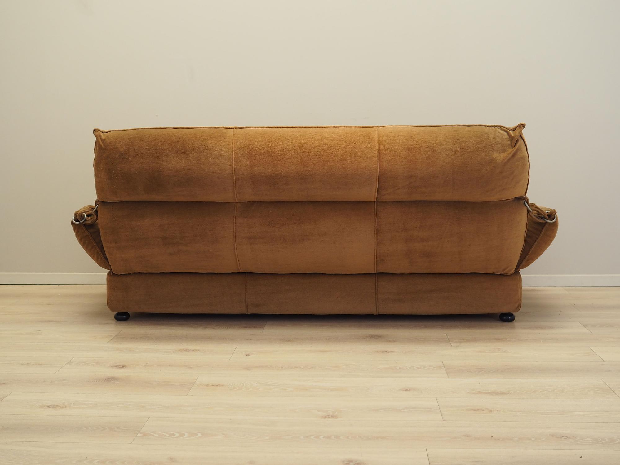 Sofa Velours Braun 1970er Jahre 4