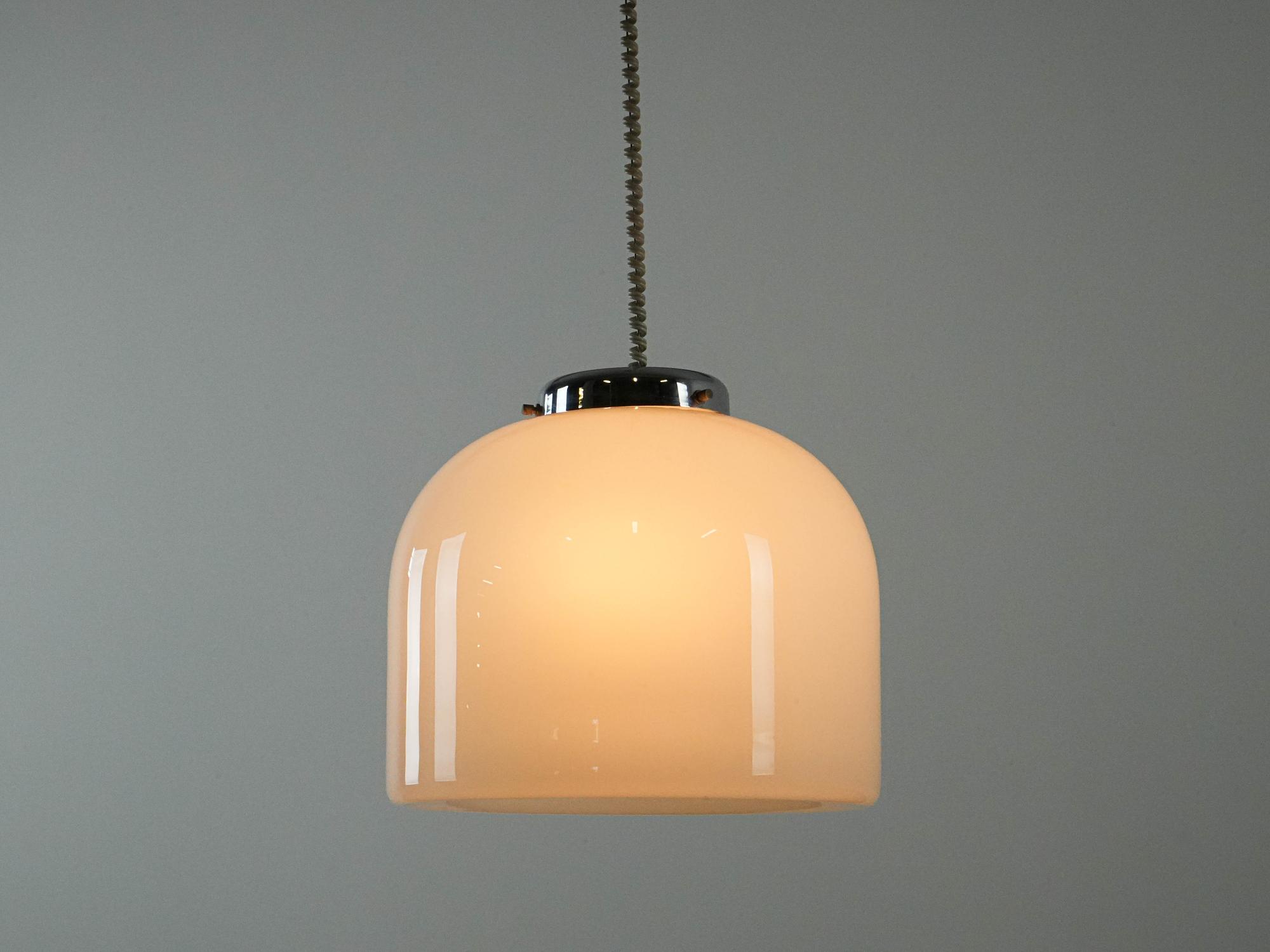 Hängelampe Glas Metall 1970er Jahre 8