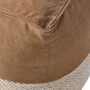 Pouf Echtleder Webstoff Braun Beige 2