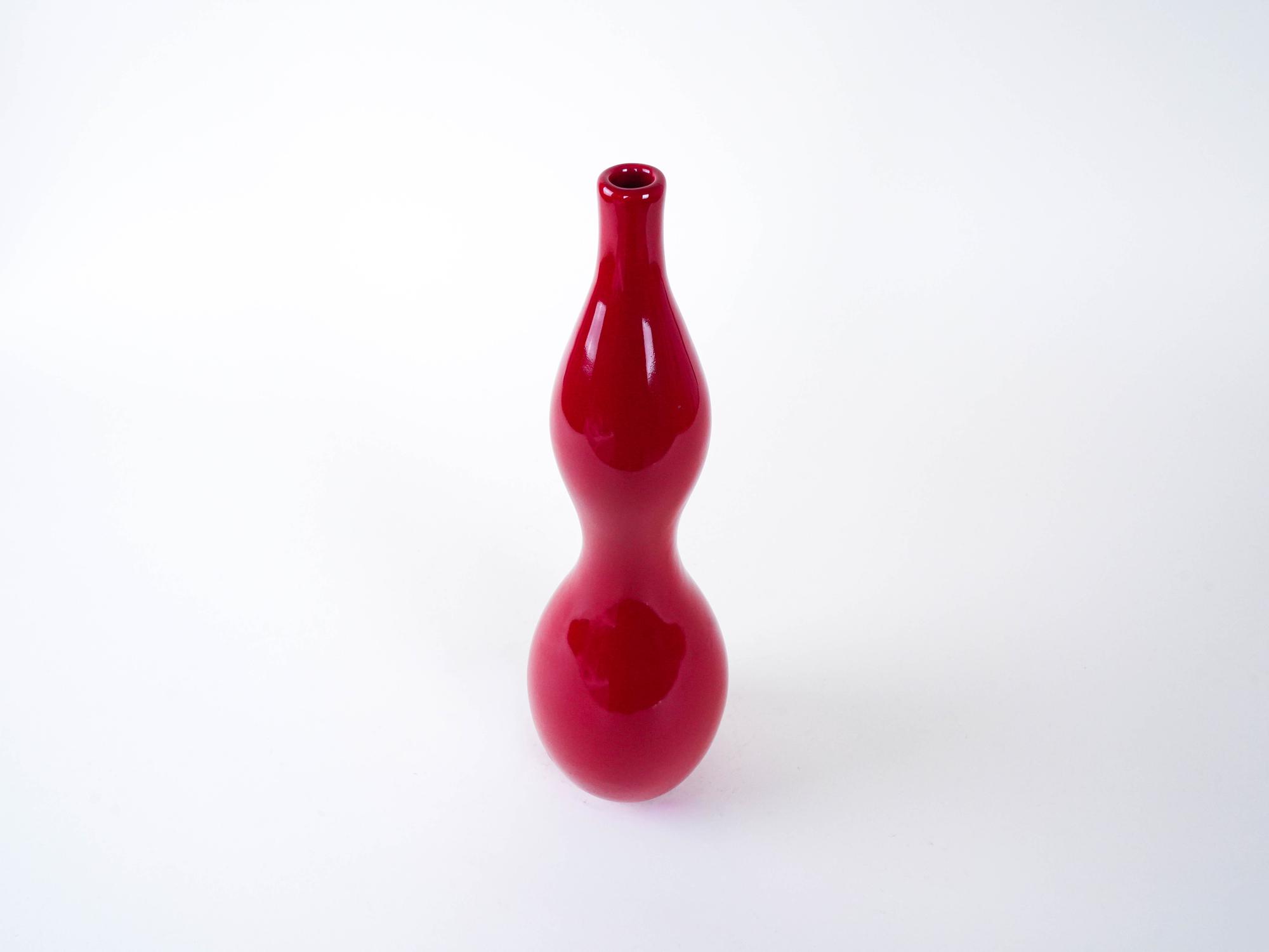 Keramikvase 1970er Jahre Rot 2