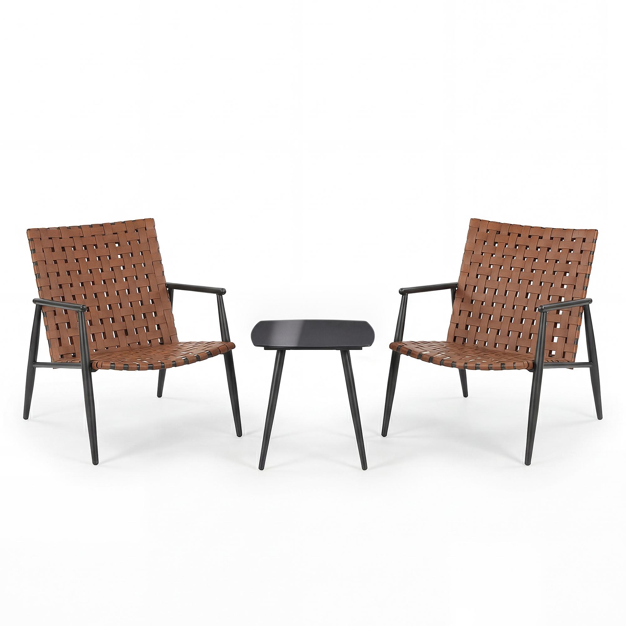 Jarda Balcony Set 3-piece Set Steel Polyrattan Black Brown 3