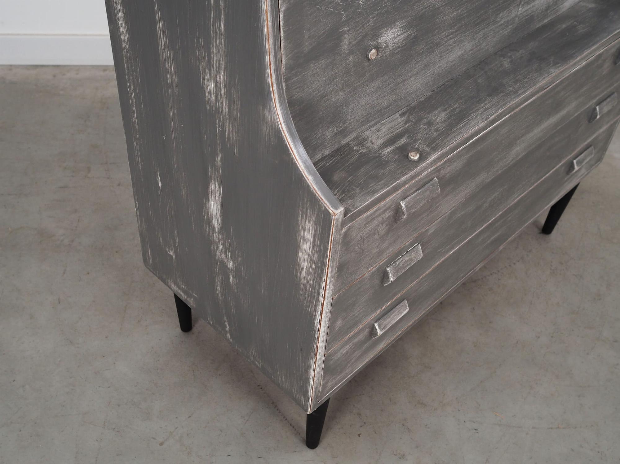 Sekretär Holz Grau 1960er Jahre 11