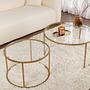 2x Aurum Couchtisch-Set Gold Transparent Ø80cm Ø60cm 3