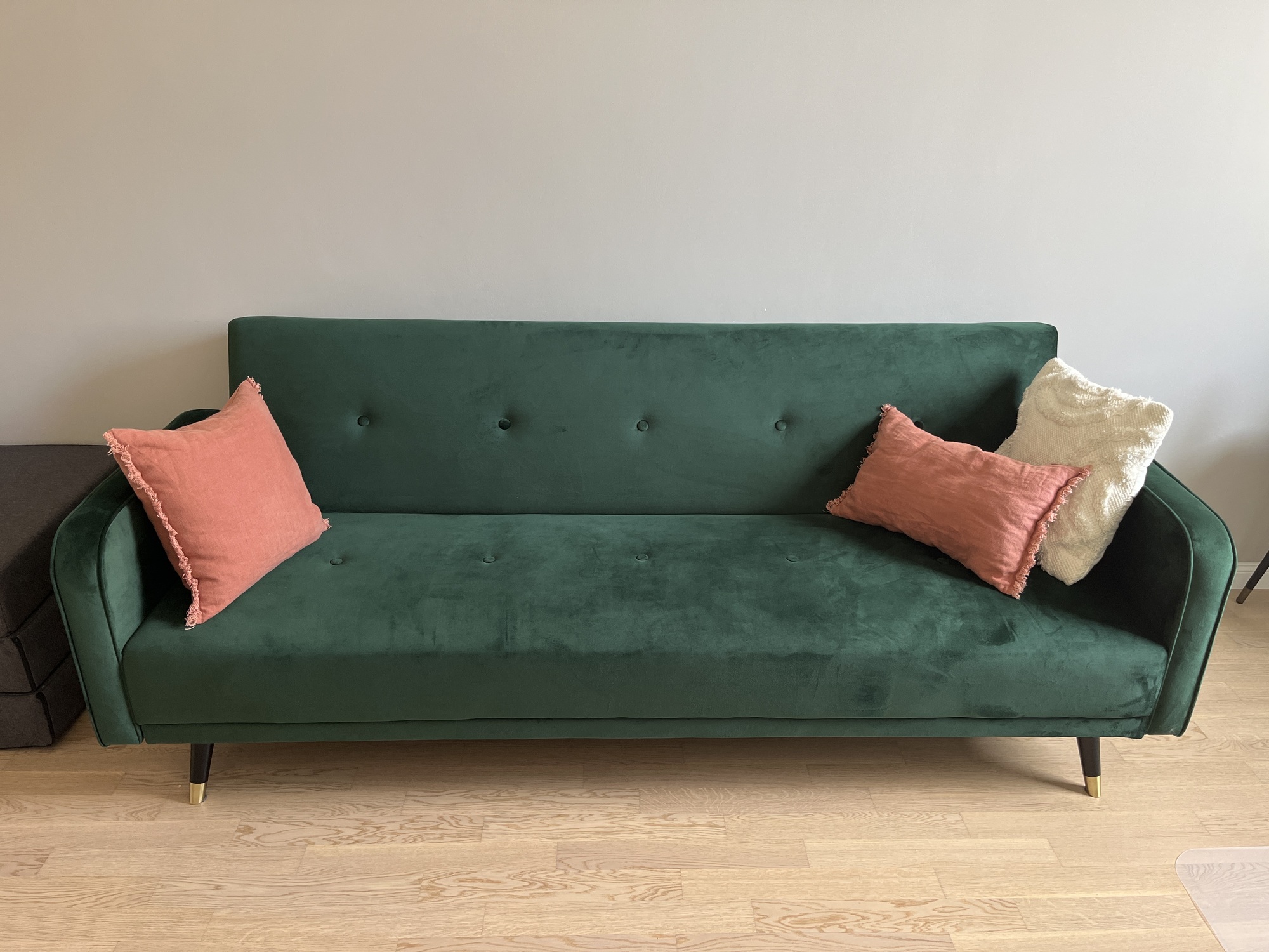 Schlafsofa 3-Sitzer Samt Metall Grün 0