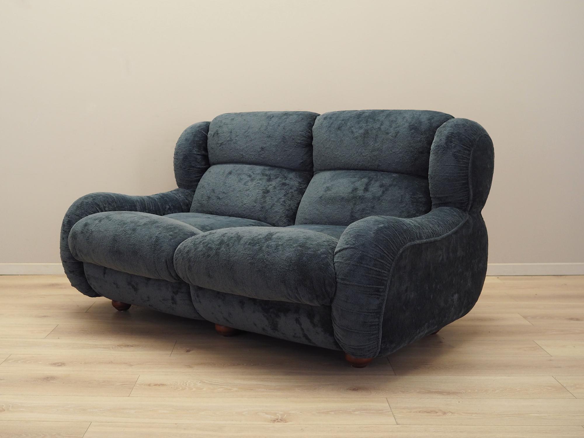 2-seater sofa velvet blue 1970s 2
