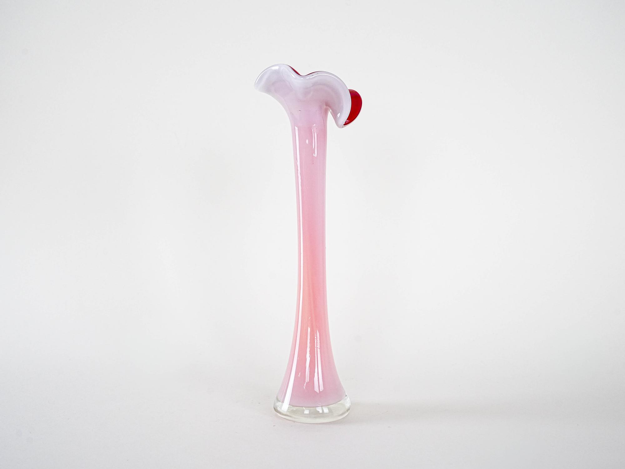 Vase Muranoglas Rosa 1970er Jahre 3