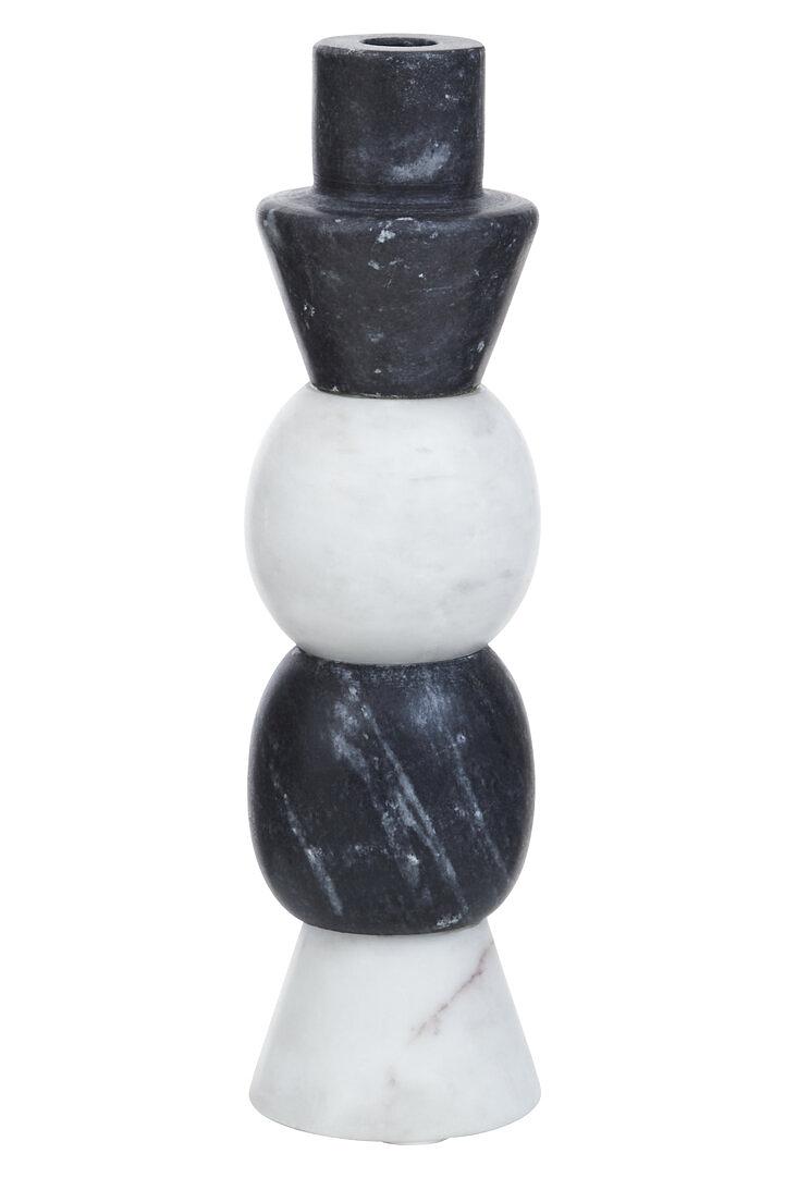 Oxana Multi-layered Candle Holder Marble Black White 1