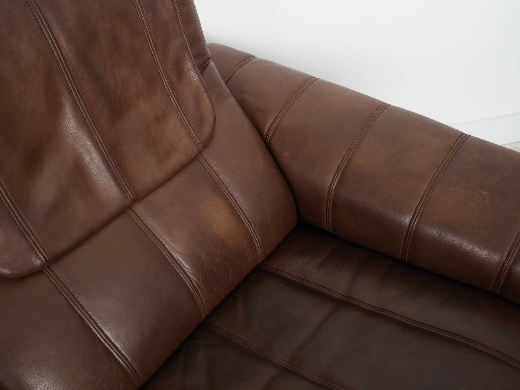 Sofa Leather Brown 1970s 9