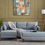 Bella Sofa Récamiere Links mit Hocker Blau 0