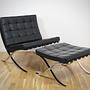 Barcelona Chair & Hocker Leder Schwarz 0