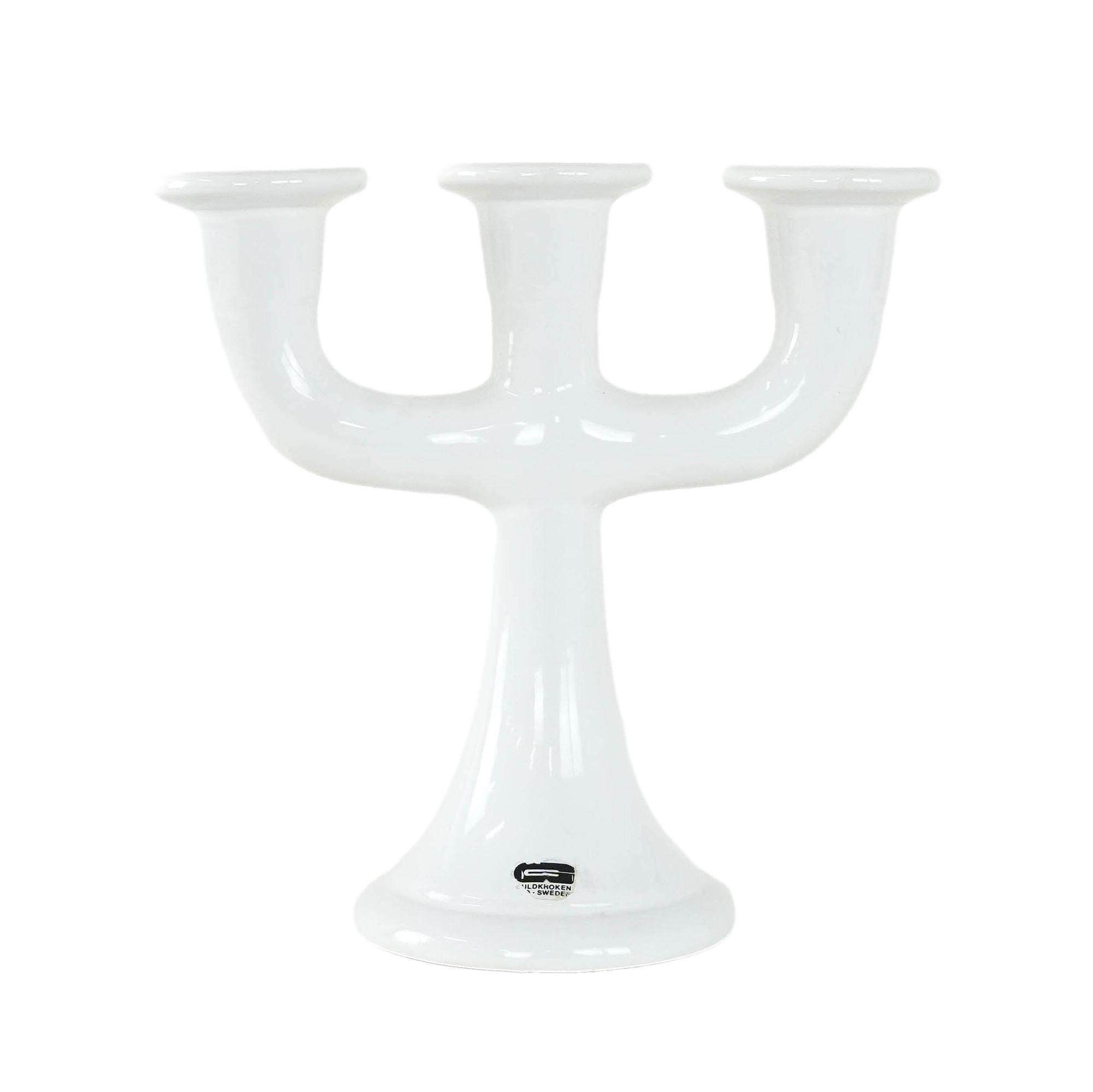 Candlestick Ceramic White 1970s 0