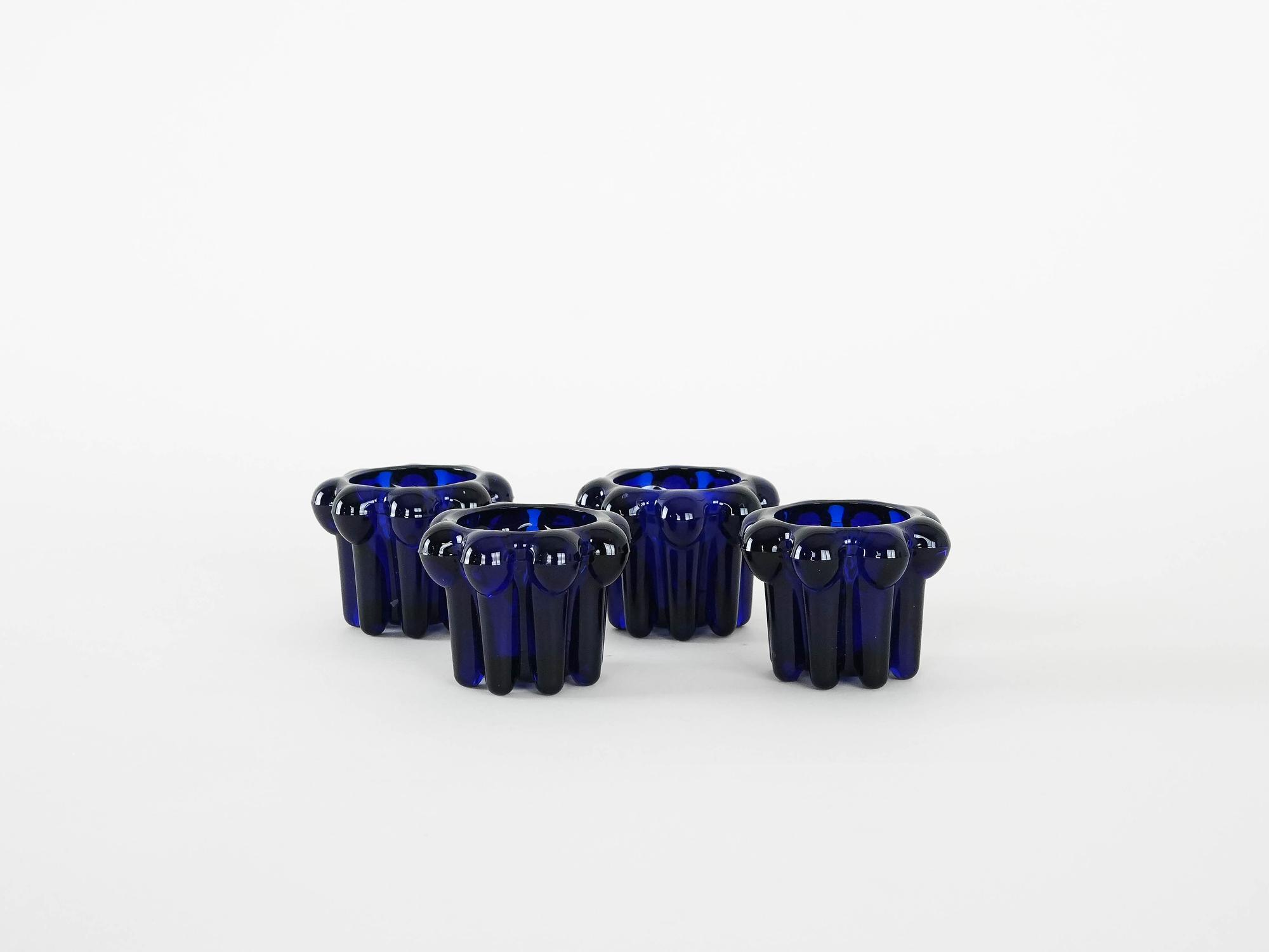 4x Candle Holder Set Cobalt Blue
1970s 2