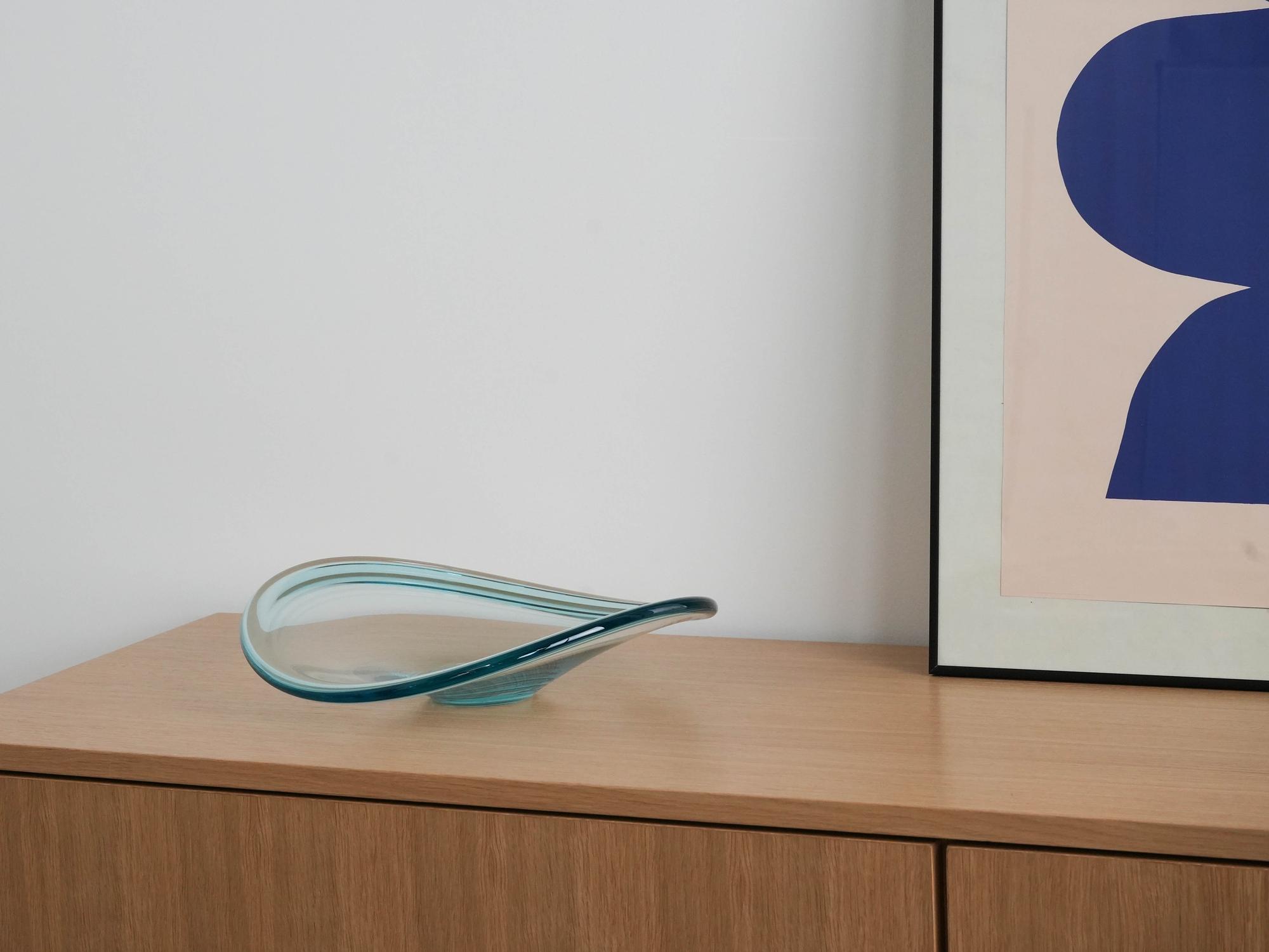 Kristallplatte Türkis Transparent 1960er Jahre 1