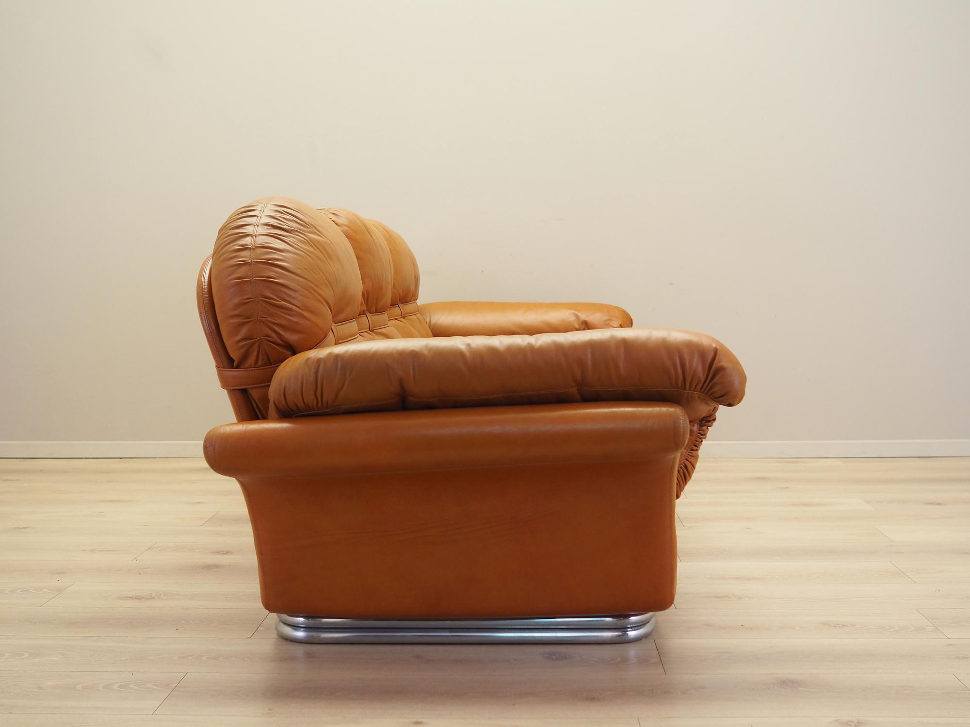 Sofa Leather Brown 1960s 6