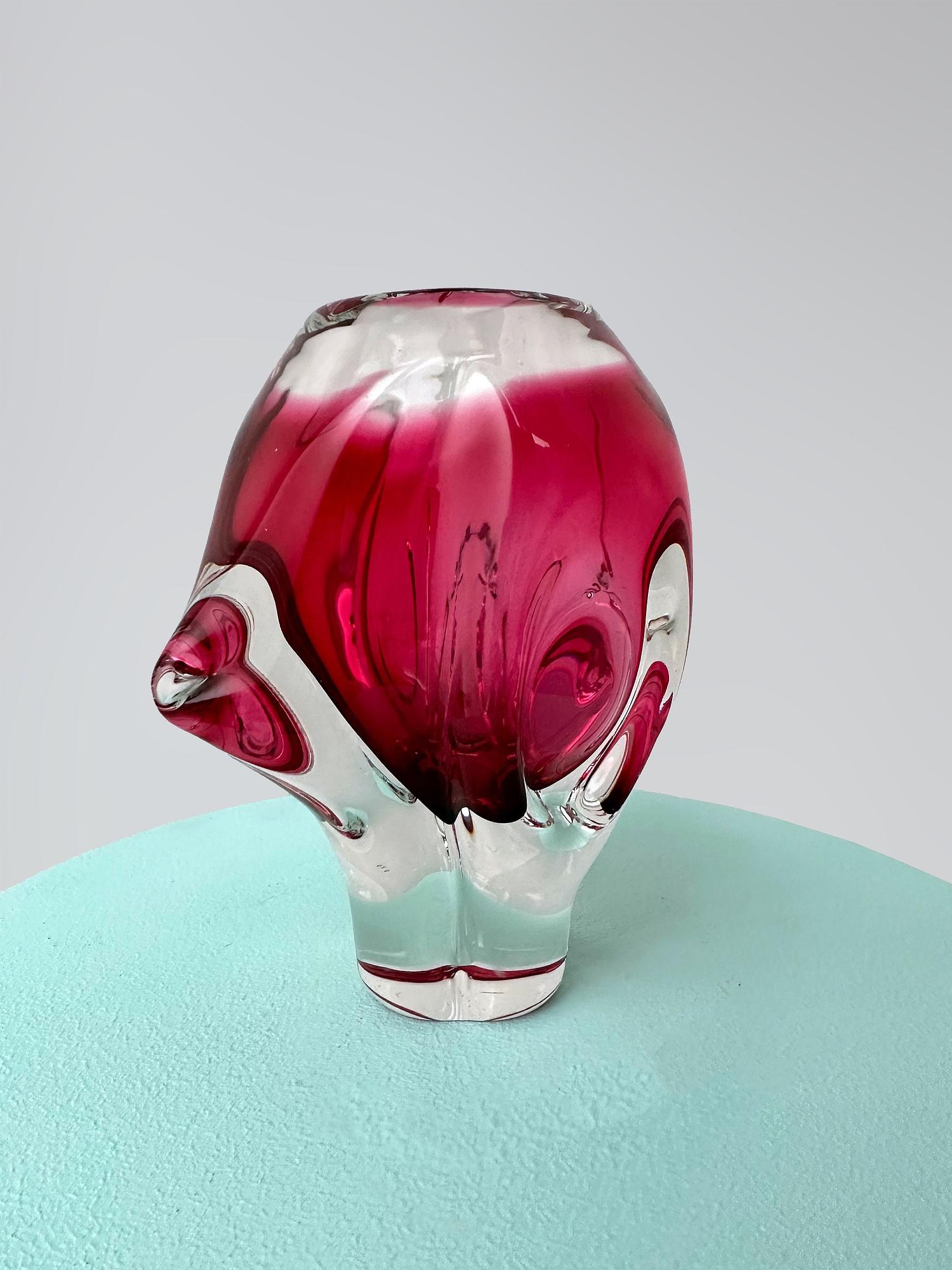 Vintage vase glass red 5