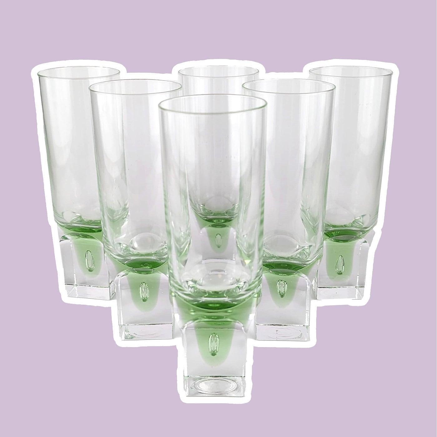 6x Vintage Space Age Trinkglas Kristall Grün 1960er Jahre 0