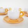 Porcelain cup set Gold White 1970s 5